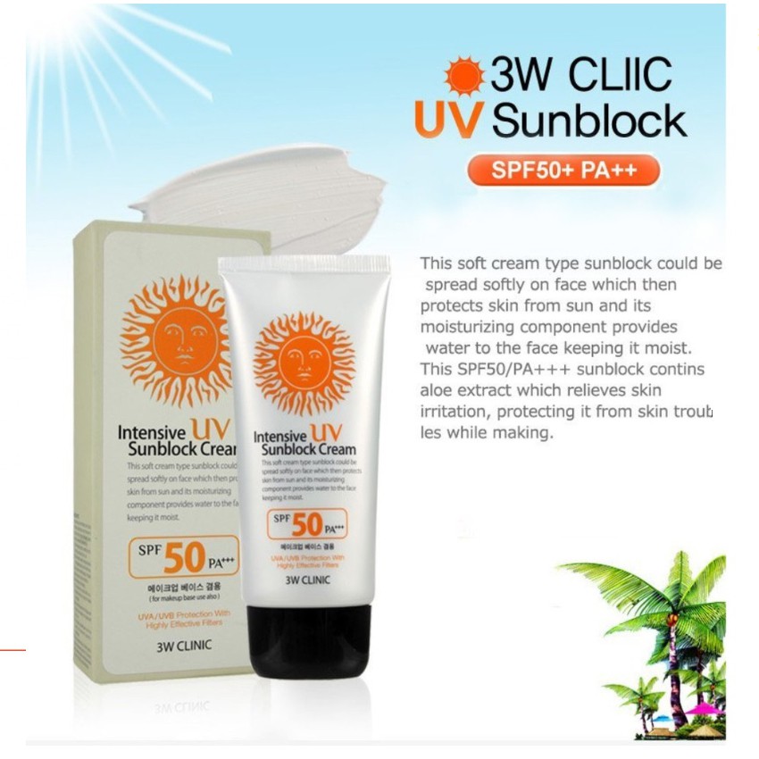 3w Clinic Intensive Uv Sunblock Cream Spf 50 Pa Shopee Singapore