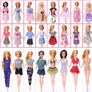 Image of 4pcs/set Barbie Doll Accessories Doll Clothes Daily Wear Casual Outfits Suit Vest T-Shirt Party Skirt Dress 1/6 Doll