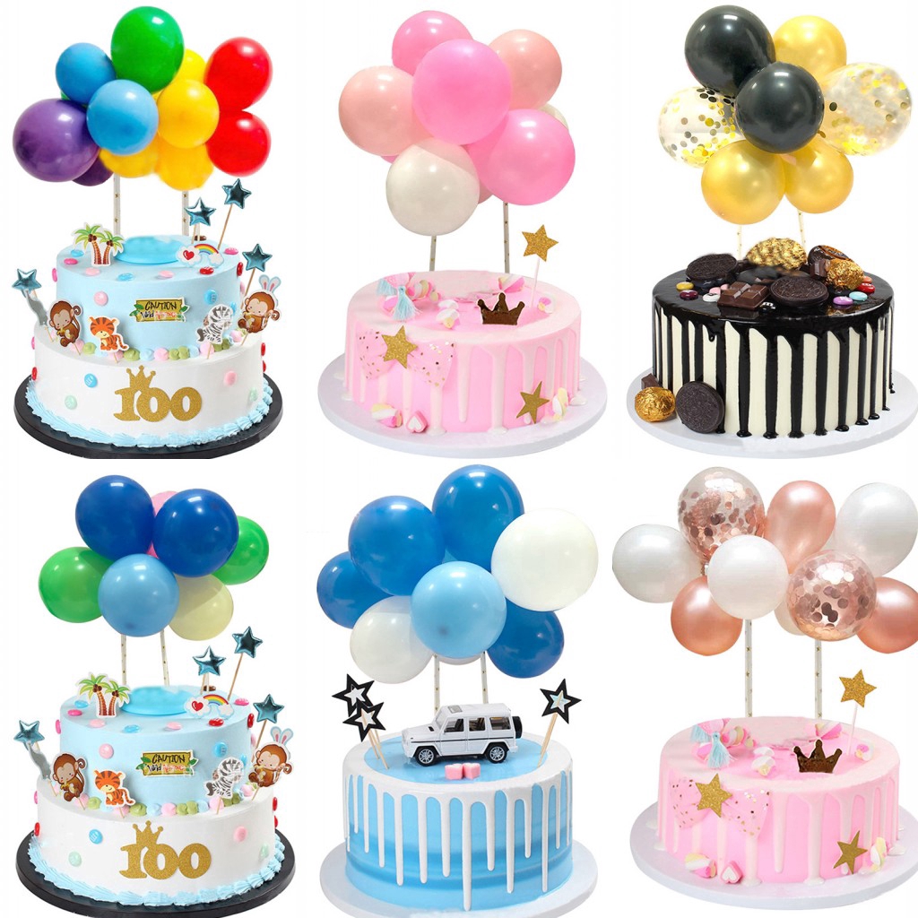 10pcs 5inch Mini Ballons Cake Topper Confetti Baby Shower Birthday Party Decorations Cake Decoration Shopee Singapore