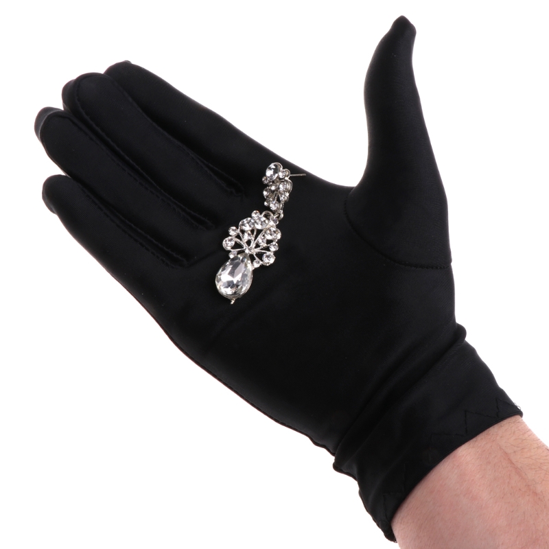 12 Pairs Soft Thin Black Cotton Gloves Jewelry Silver Inspection Handling Gloves 