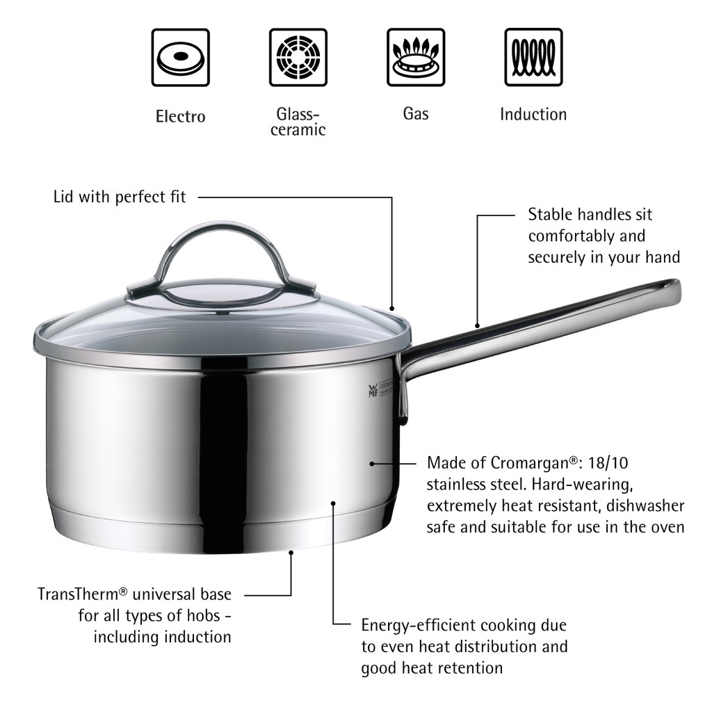WMF Provence Saucepan with lid, 16 cm 0724166380 | Shopee Singapore