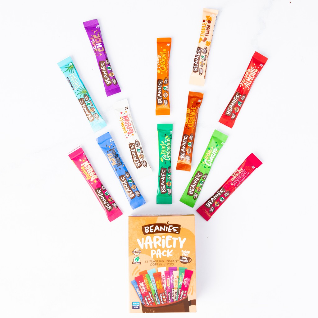 Beanies Instant Coffee 12 Flavour Sugar Free Low Calorie Kopi Perisa