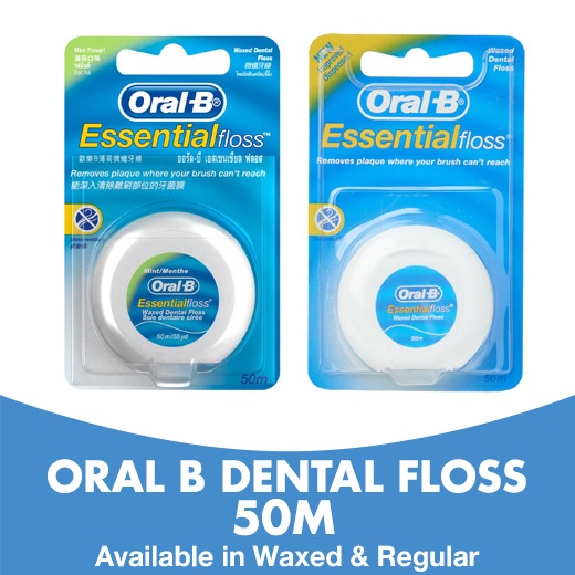 Oral B Dental Floss Essential Floss Mint Waxed & UnWaxed 50ml Shopee