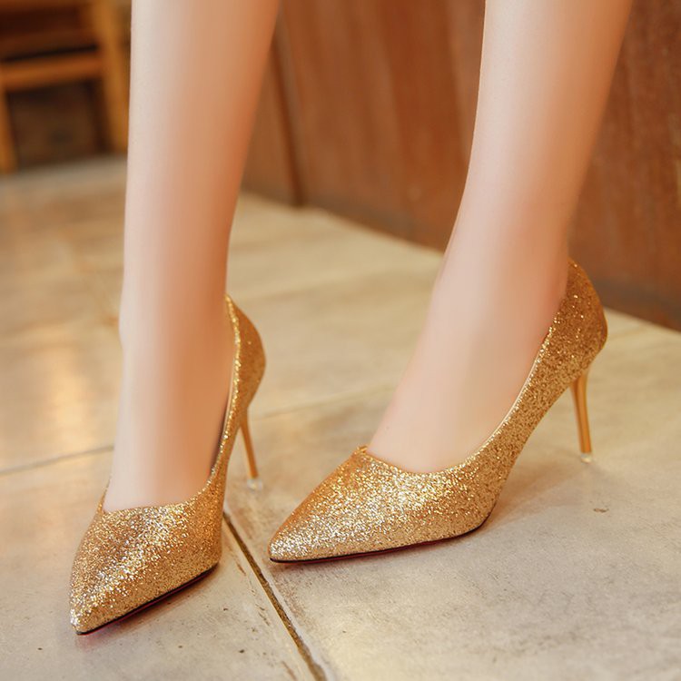 matte gold heels