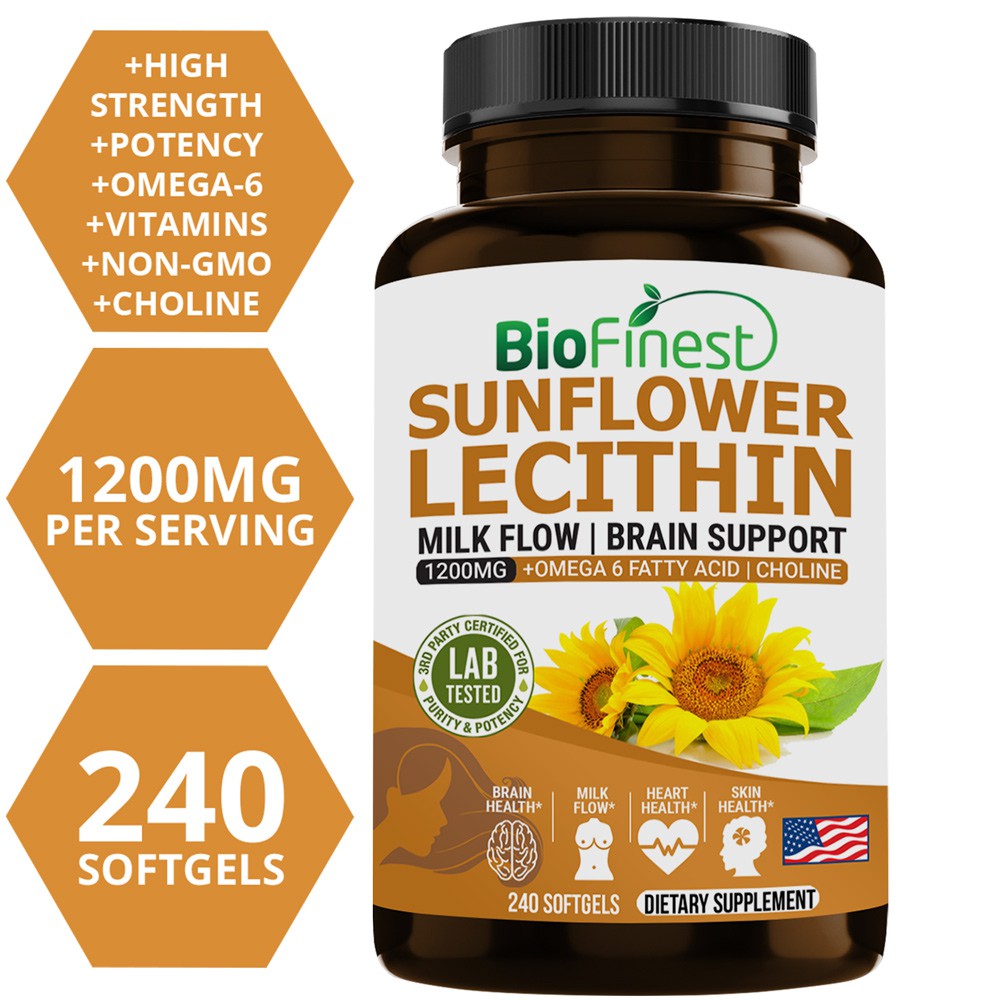 Biofinest Sunflower Lecithin 1200mg Omega 6 Breastfeeding Lactation