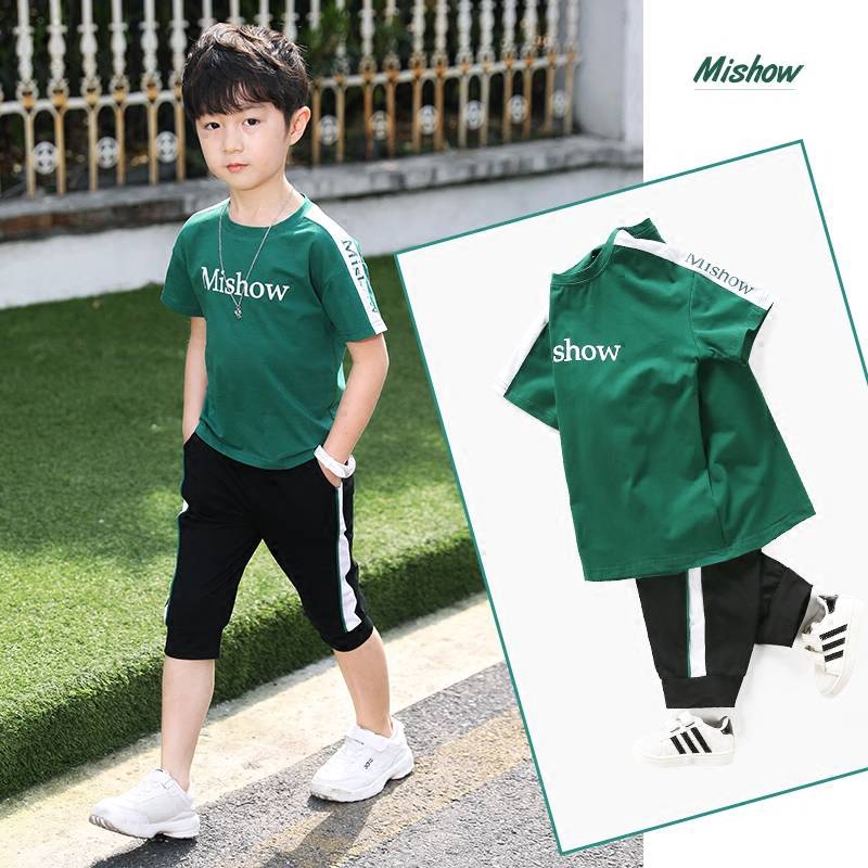 Boys Summer Suit 2019 New Boy Short Sleeve Set Childrens Leisure Sports - kids pajamas children sleepwear baby underwear set boys girls roblox game sports suit cotton nightwear topspant leisure