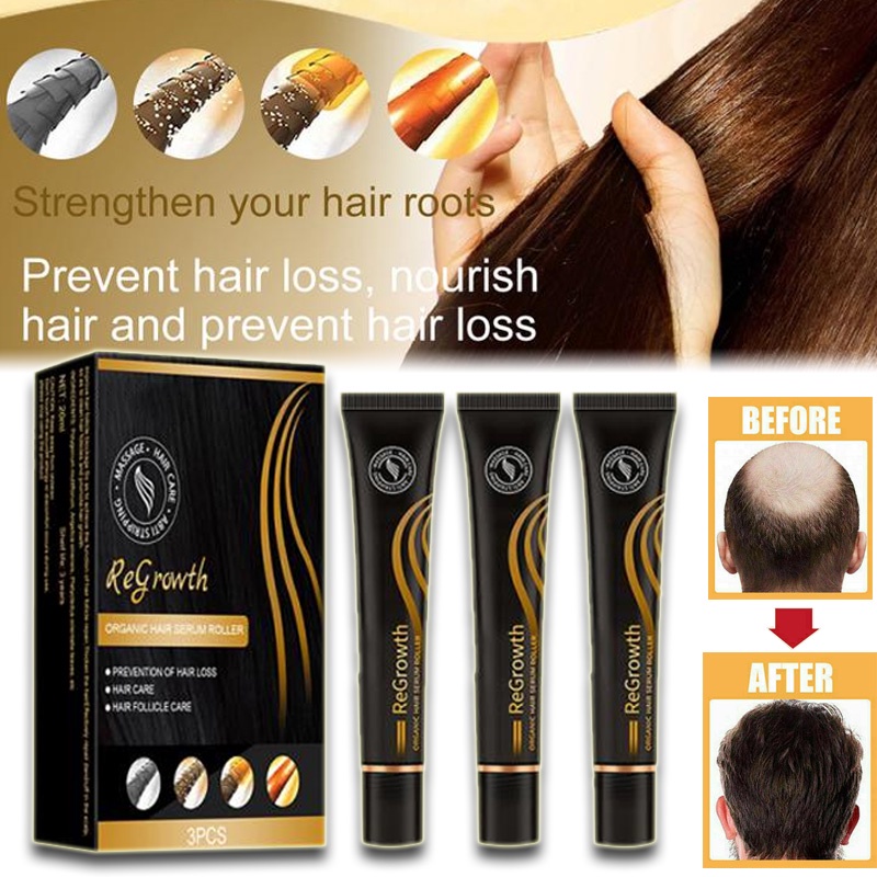 Regrowth Organic Hair Serum Roller Set Biotin Hair Growth Serum Triple