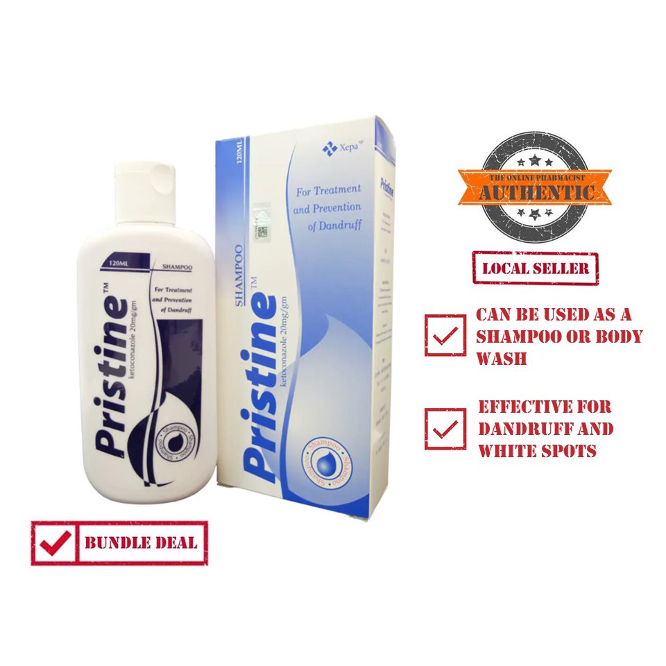 Pristine Shampoo Ketoconazole 2 120ml (Effective as Anti Dandruff shampoo and for white spots