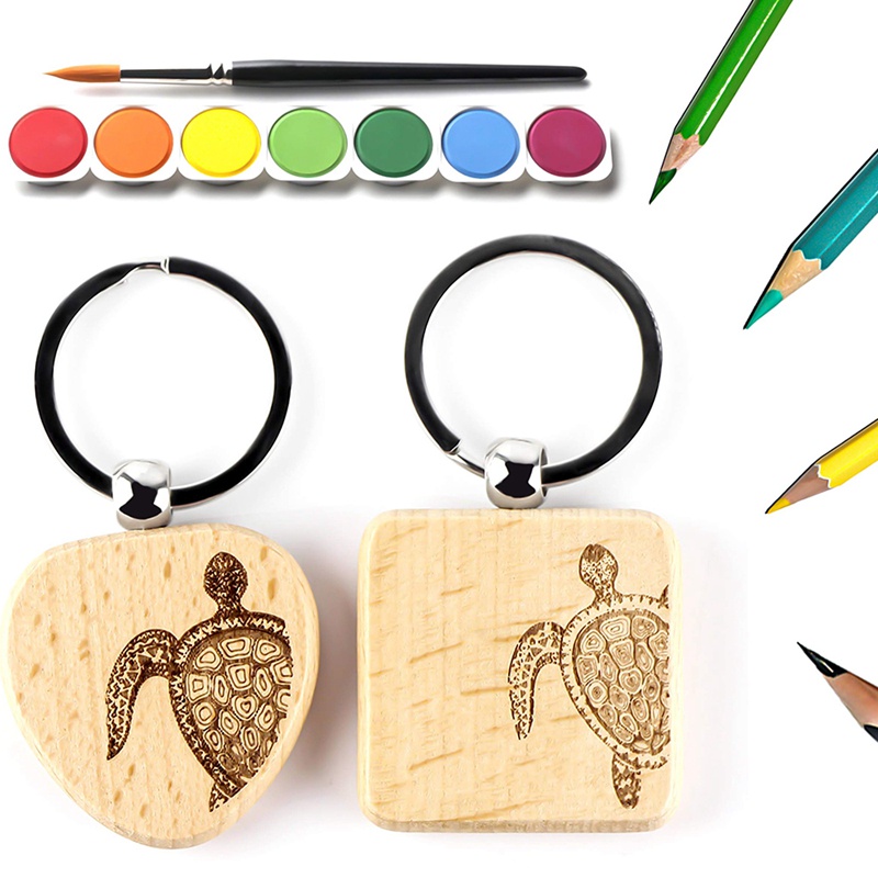 18PCS Blank Wooden Keychain DIY Wood Keychains Key Tags Gifts Key Ring DIY Key Decoration Supplies