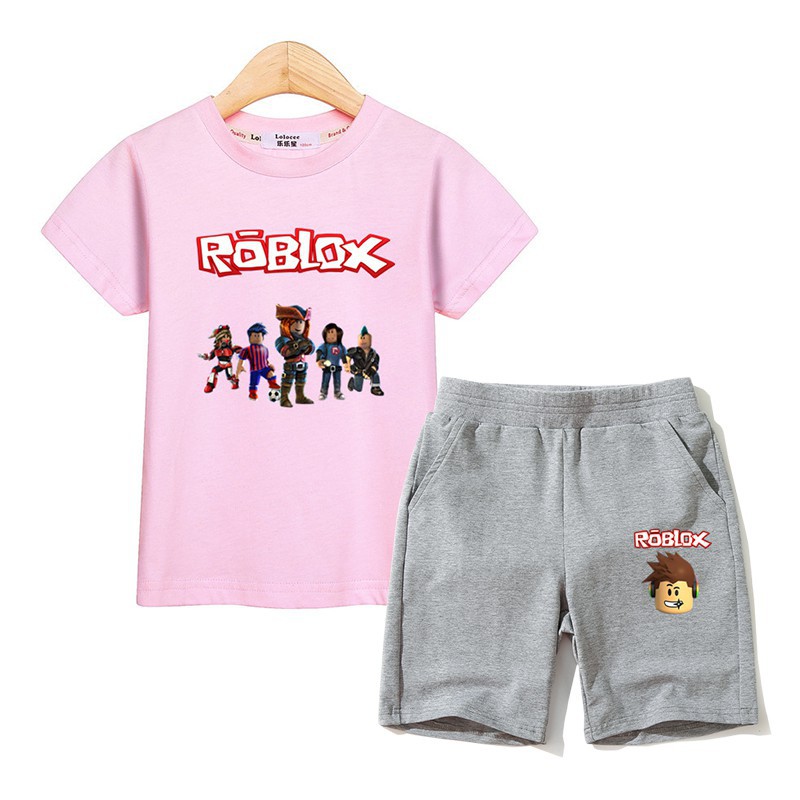 Kids Clothes Roblox Costume Boy Girl Set Fashion Suit Top Pant 2pc Shopee Singapore - pink pajama pants roblox