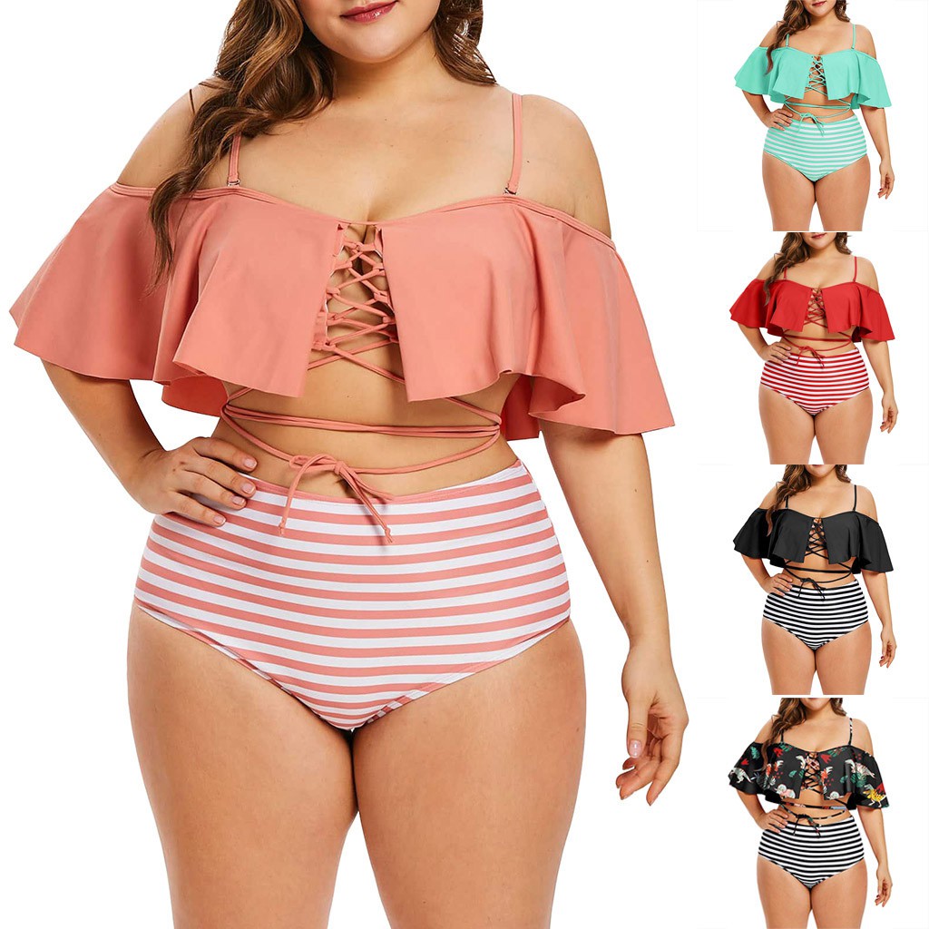 high waisted plus size bikini set