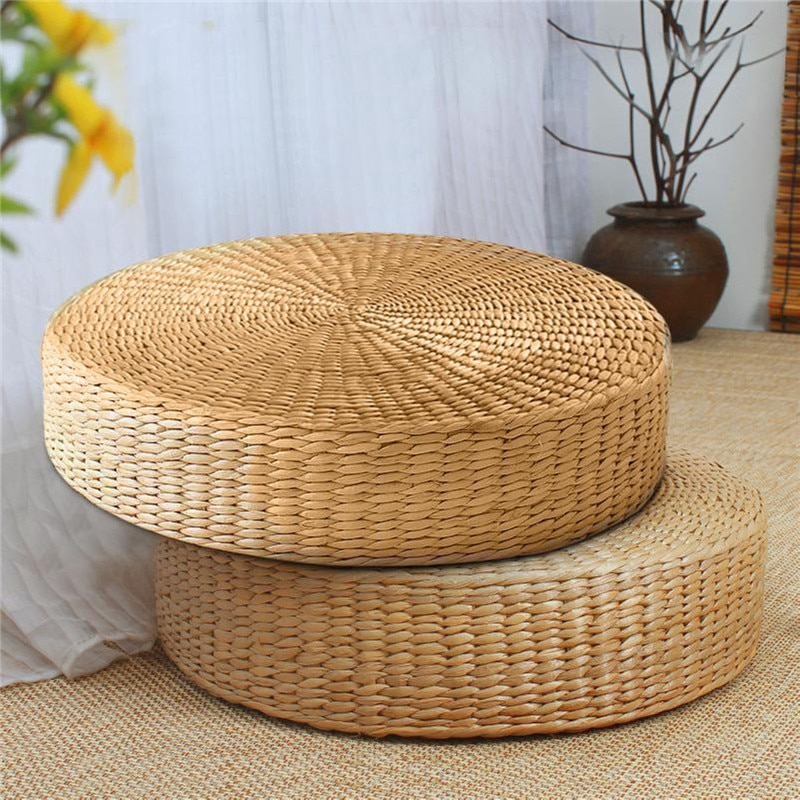 40x7 5cm Natural Straw Weaving Round, Round Bedroom Chair