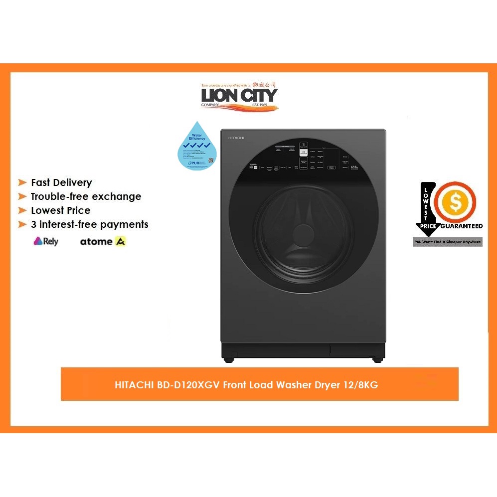 HITACHI BDD120XGV Front Load Washer Dryer 12/8KG Shopee Singapore