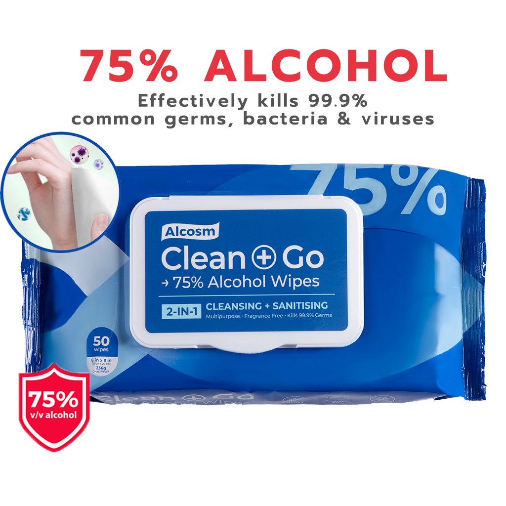 Alcosm 75 Alcohol Disinfectant Wipes 50s Shopee Singapore