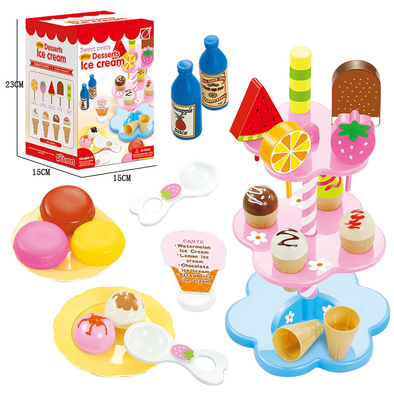 22pcs/set Children Pretend Play Toys Plastic Desserts Food Toy Ice