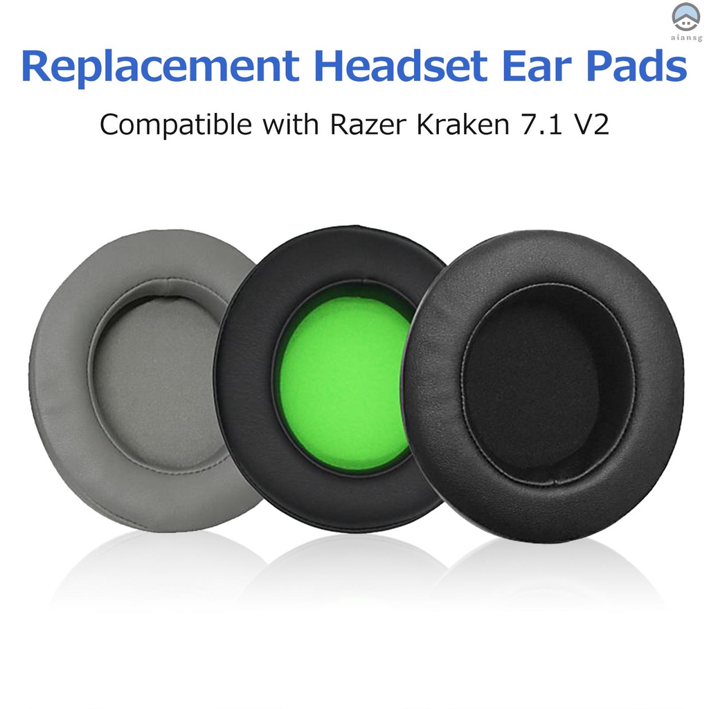 [aian]Head-mounted Headset Memory Foam Ear Cushions Replacement Soft Breathable Ear Pads Compatible with Razer Kraken 7.1 V2 Black
