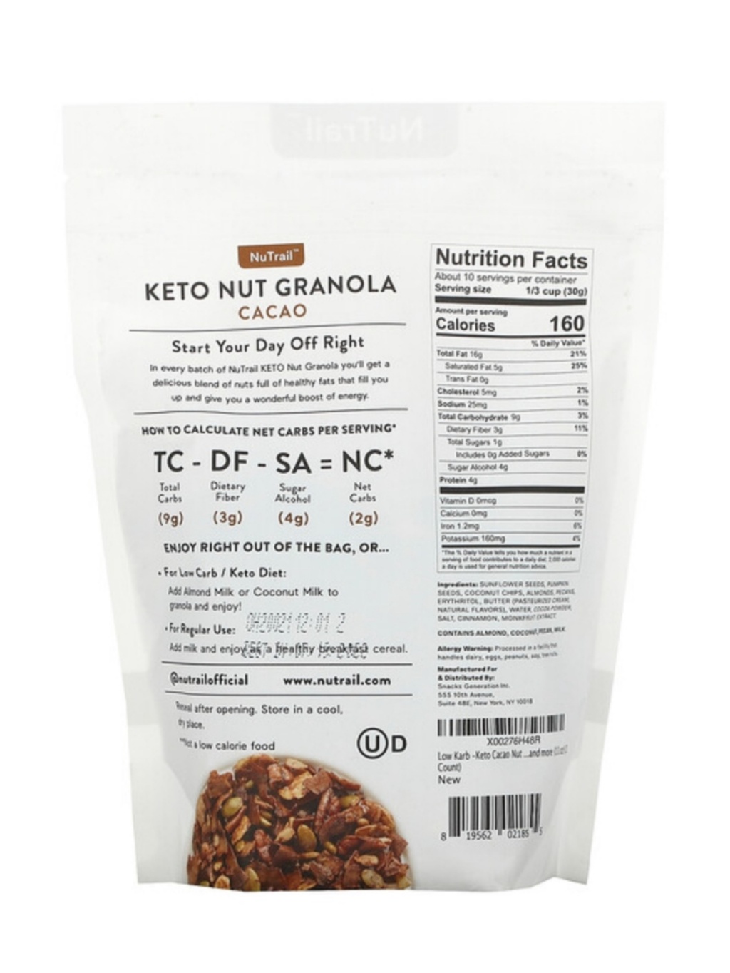 NuTrail Keto Nut Granola, 11 oz (312 g) Shopee Singapore