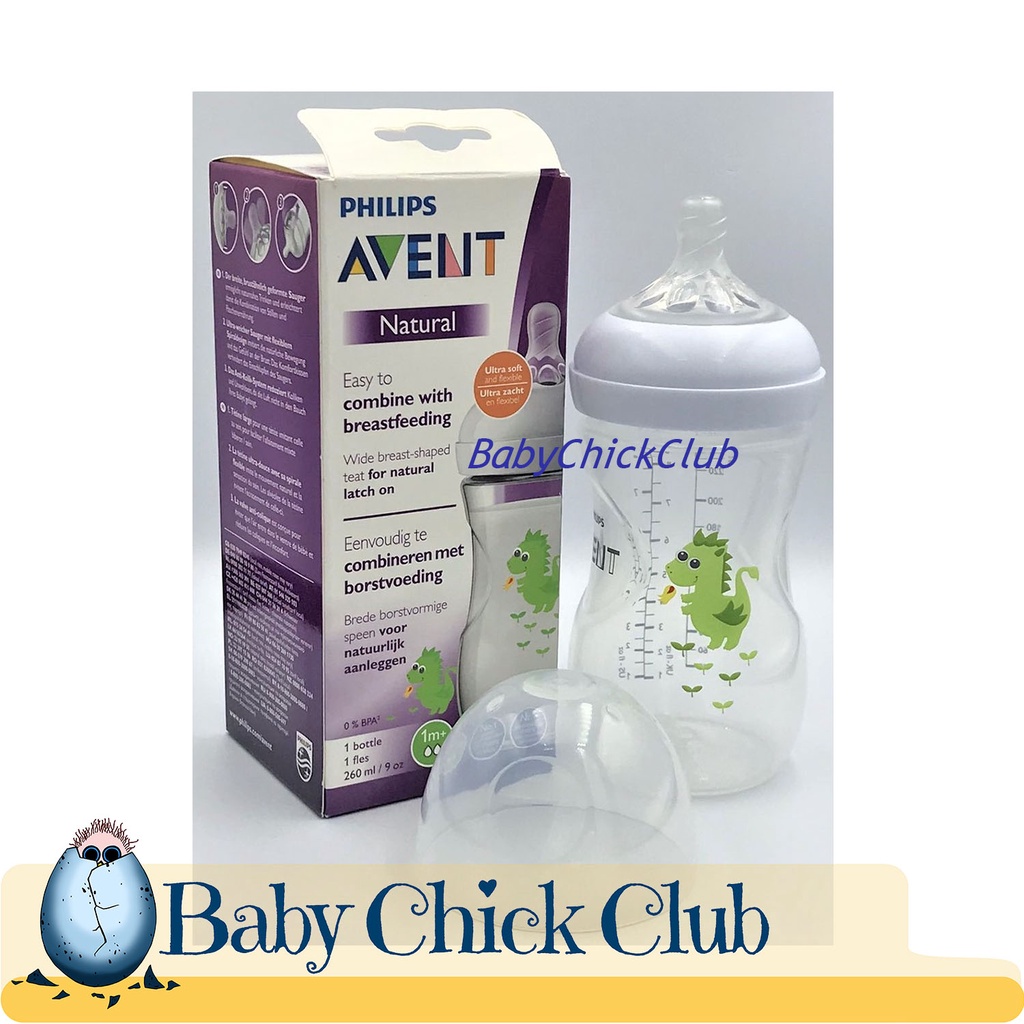 Philips Avent Natural Baby Bottle 9oz / 260ml Solo Pack with 1m+ Slow Flow Nipple ( Spiral )