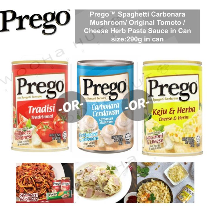 Prego Spaghetti Carbonara Mushroom Original Tomoto Cheese Herb Pasta Sauce In Can 290g Shopee Singapore