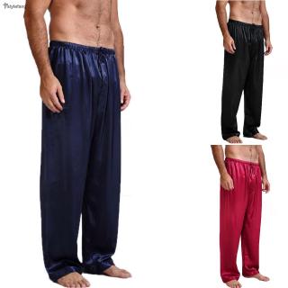 Image of Men Pants Trousers Solid Color Straight Leg Pyjamas Pants Sleeping Bottoms Drawstring Slim fit Men's Brand New
