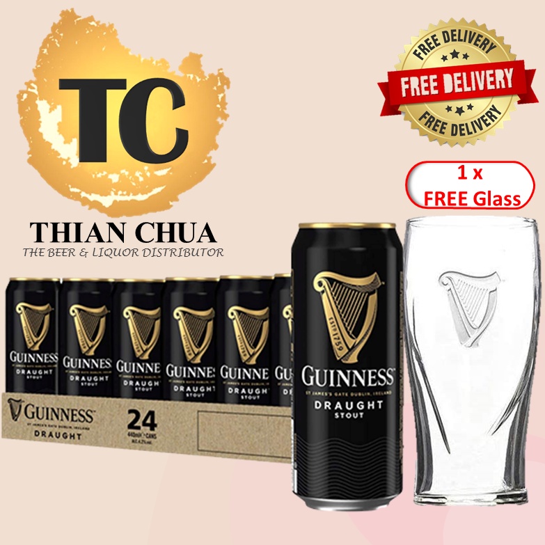 Guinness Draught 24 Can x 440ML 4.2 Alcohol(BBD 2 May 2023) Free 1 x
