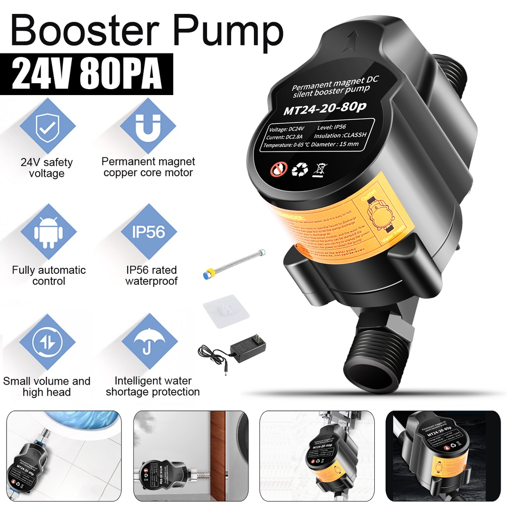 DC 24V Water Pressure Booster Pump 20L/min 80pa Water Pressurizing Pumps for Home Solar Water