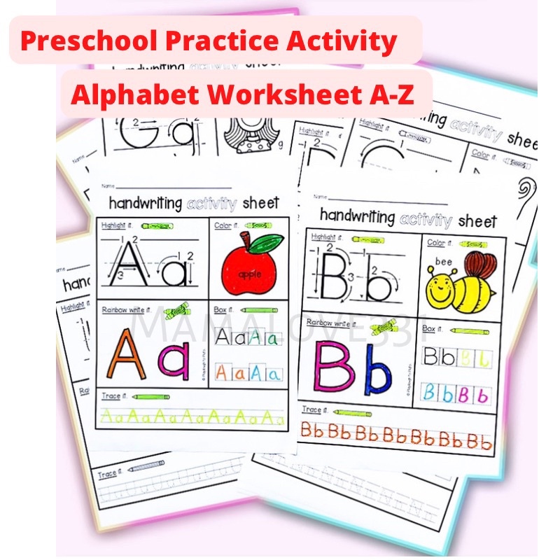 [Mamalove] Learning ABC [A5 Size] Alphabet Worksheet A-Z Preschool ...