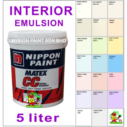 5l 5 Litre Nippon Paint Matex Cc Colour Creations Interior Super Matex Cat Dalam Shopee Singapore