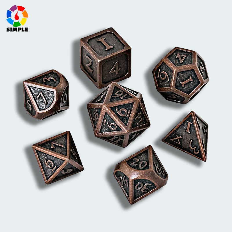 7x Polyhedral Metal Dice Für Dragon Scale  RPG Brettspiele 