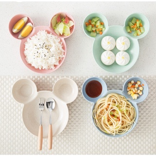 【SG Seller】 baby plate Kids plate Lightweight Wheat Straw MIki Mouse kids Plates, mikimouse Plates baby bowl BPA free