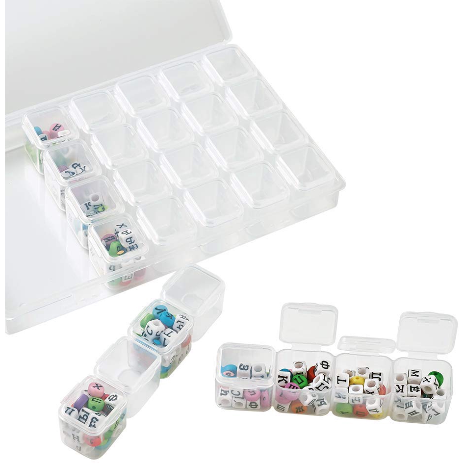 Plastic 14 Slot Adjustable Jewelry Tool Box Case Organizer Storage Beads 284mm 
