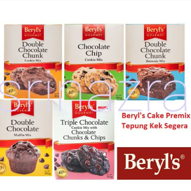500gm BERYL'S Beryls Gourmet Double Chocolate Chunk Chip Cookie Brownie ...