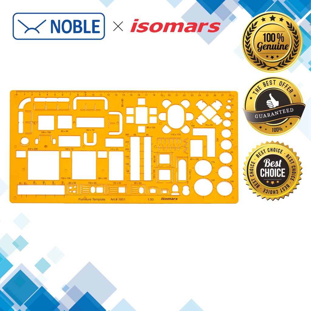 30cm Isomars Architect Furniture Template 1851 Scale 1 50 74 Common Furniture Symbols For Students And Professional Shopee Singapore