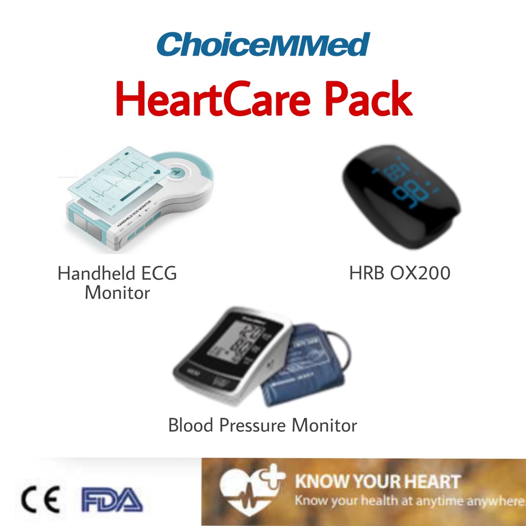 HeartCare Pack ECG Monitor MD100B, HRV OX200, Blood Pressure Monitor