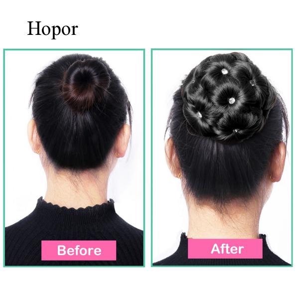 Hopor Women Girls Fashion 9-Flower Rhinestone Wig Hair Bun Extensions  Ponytail Hairpiece with Comb Clip for Bride Makeup Wedding Party Dating  Daily Wear | Shopee Singapore