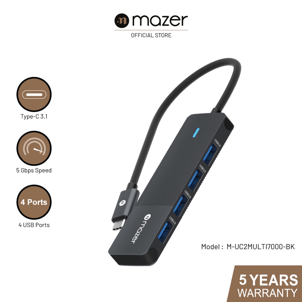 Mazer Infinite.Multimedia Pro Hub 7000 (4in1) 1 USBC to USB3.0 X 4