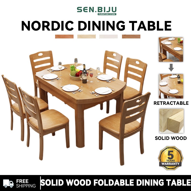SENBIJU Folding Dining Table Solid Wood Slate Dining Table And Chair