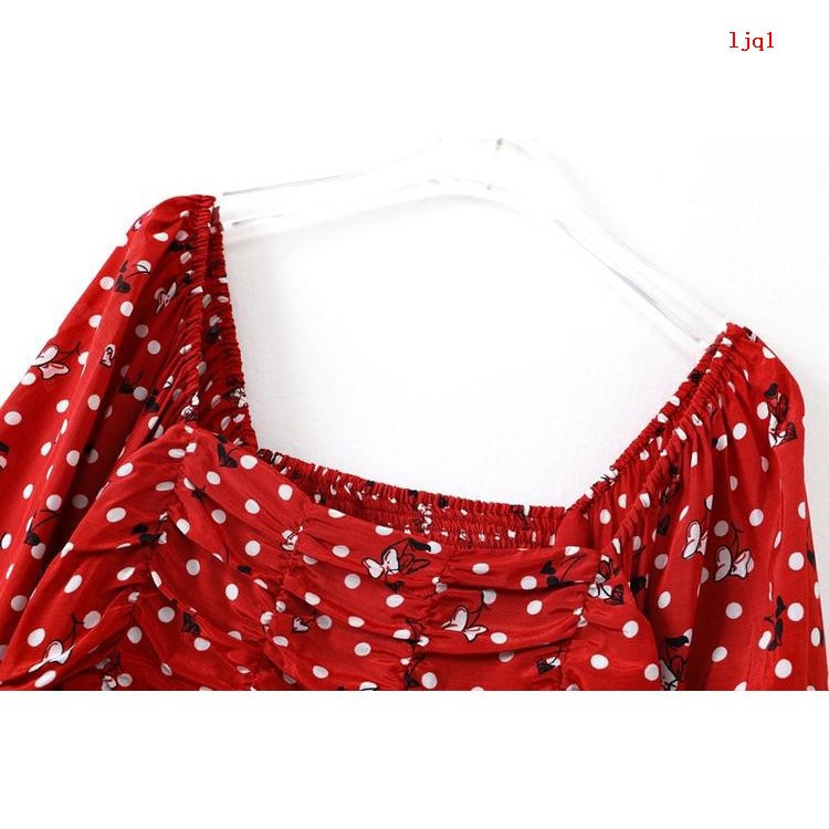 red polka top