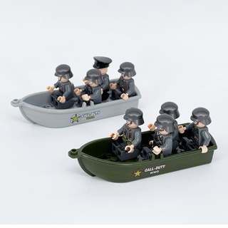 lego Minifigures Camouflage Rubber Boat Building Blocks Modern Special Police Assembled Accessories Lifeboat Boy Block Toys #2