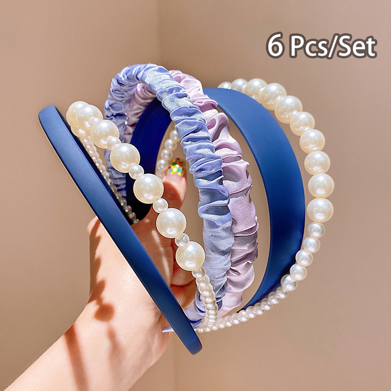 Image of 8pcs/set Korean Women Girl Pearl Headband Hair Band Wash Face Headbands Fashion Hairdress Hair Accessories #7