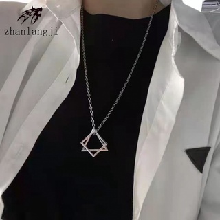 Image of mens necklace men chainGeometric Titanium Steel Necklace Men's Fashionable Triangle Square Pendant Hip Hop Titanium Ornament Non-Fading Super Hot All-Match Necklace OLwG