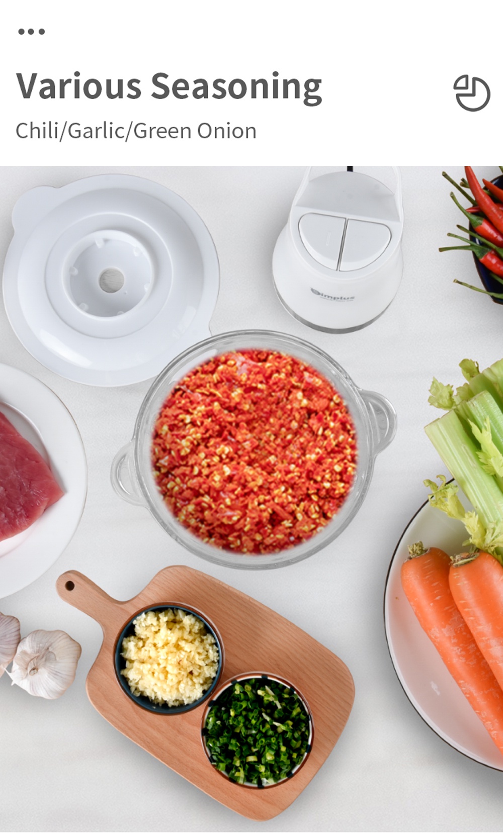 Simplus Meat Grinder 1.8L Glass Bowl Food Chopper Processor Mixer