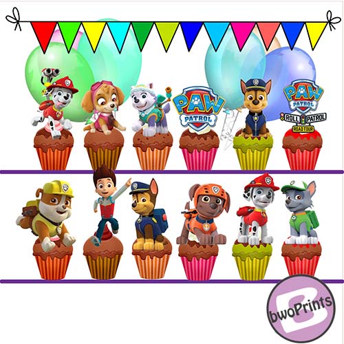 Paw Patrol Cupcake Topper Baby Shower Celebration Birthday Theme Party ...