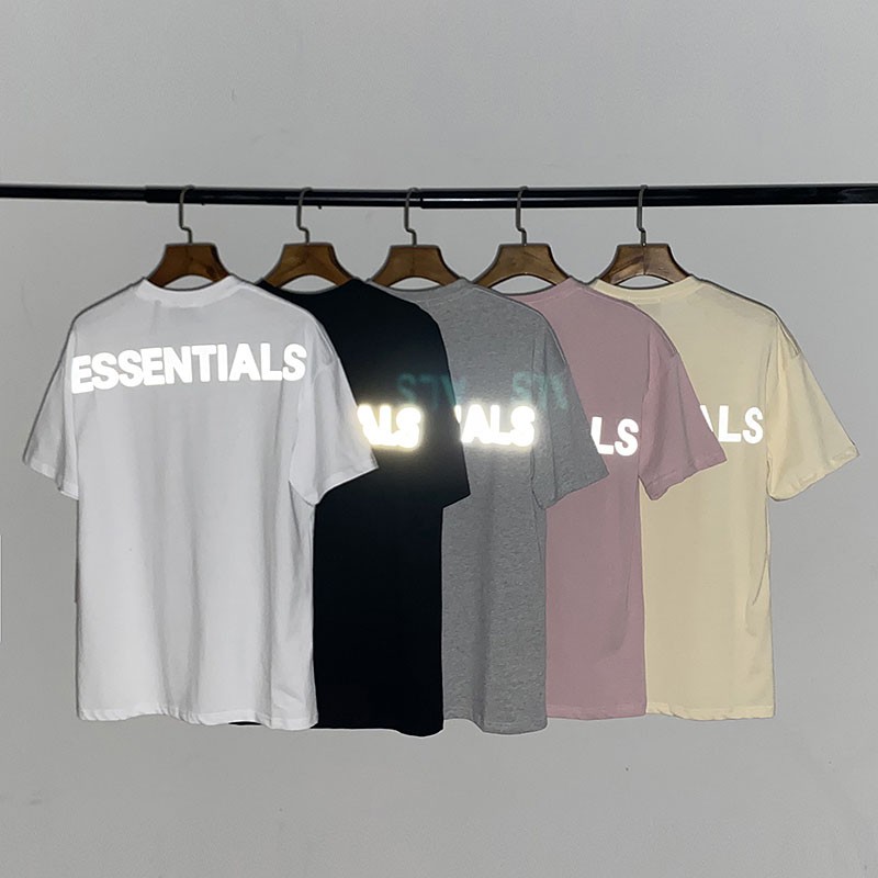 Men Women Casual Oversize Pink Blue Fear Of God T Shirt Best Quality Cotton Hip Hop 3m Reflective Logo Essentials T Shirts Fog Top Tee Shopee Singapore