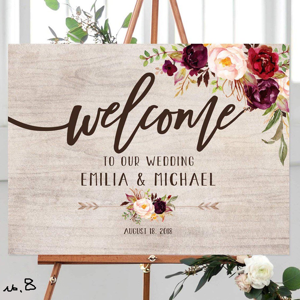 Wedding Welcome Sign Wood Rustic Wooden Signs Painted Easel Not