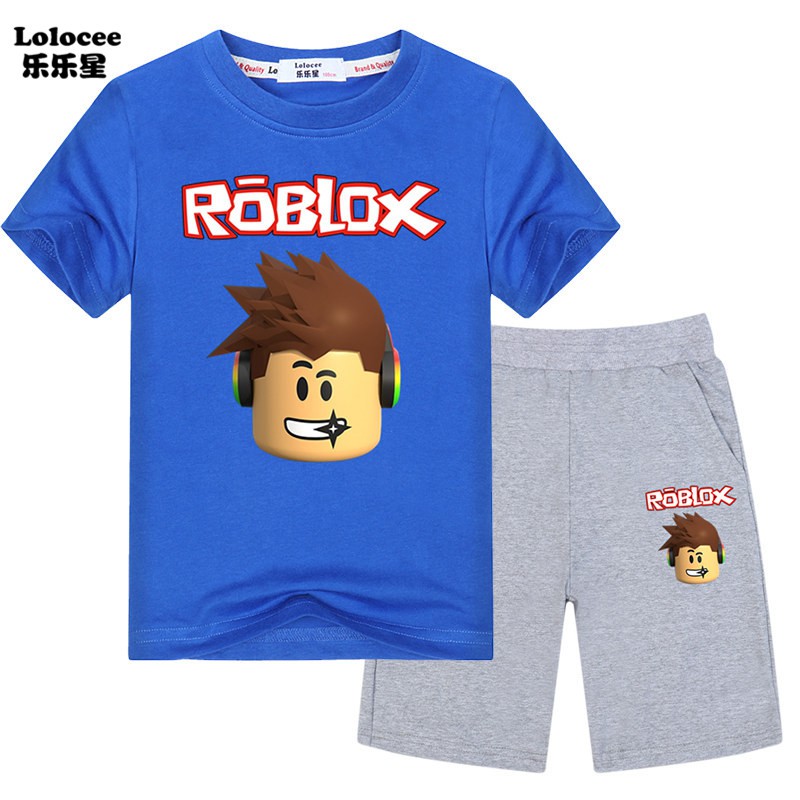 Big Boys Roblox Games Clothes Sets Tshirts Shorts Cotton Kids Sets Shopee Singapore - roblox blue dinosaur outfit