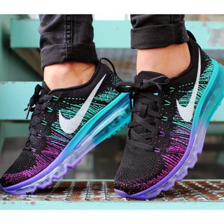 Women's Nike Flyknit Air Max Running Shoes 'VenomTribe WMNS Nike Air Max Flyknit Black White Purple Venom Tribe
