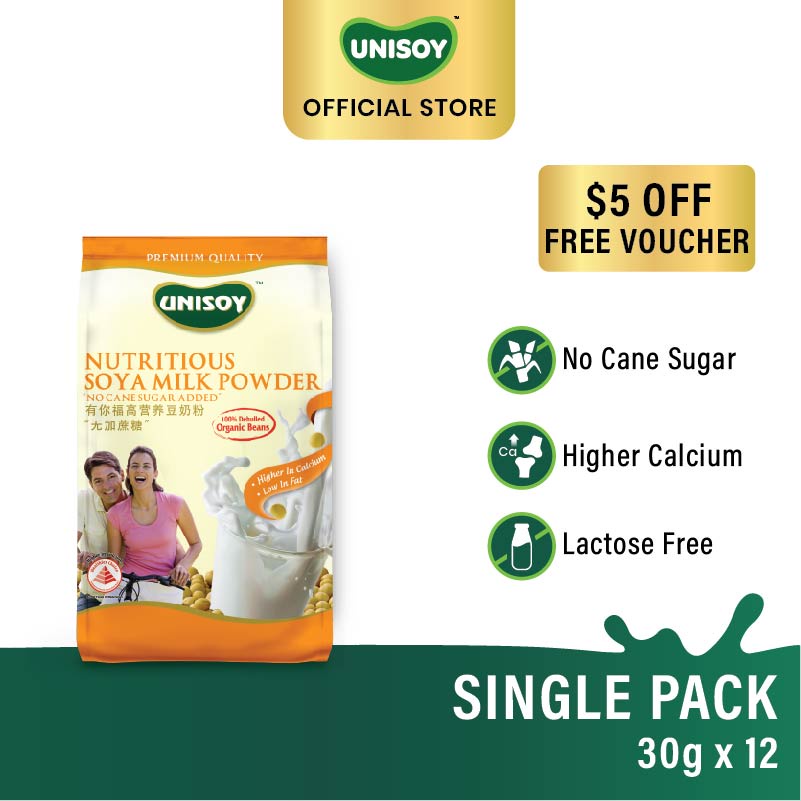 Single Pack Unisoy Nutritious Soy Milk Powder No Cane Sugar 30g X 12