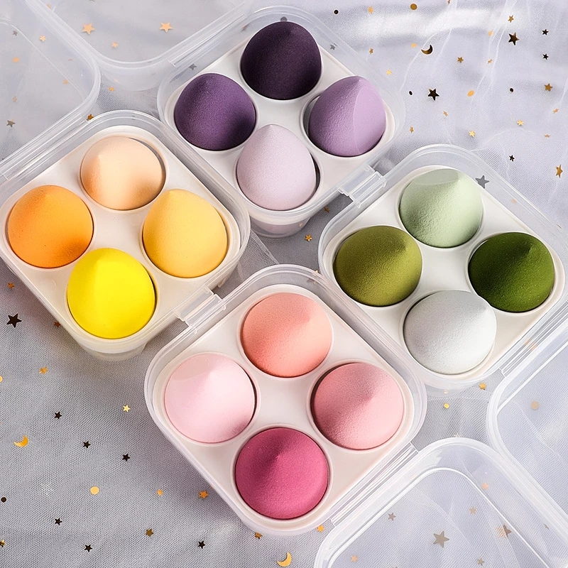 4pcs Makeup Blender Cosmetic Puff Makeup Sponge with Storage Box