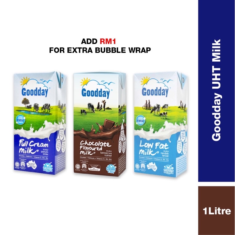 Goodday Uht Milk 1l Susu Goodday Full Cream Chocolate Low Fat Shopee Singapore